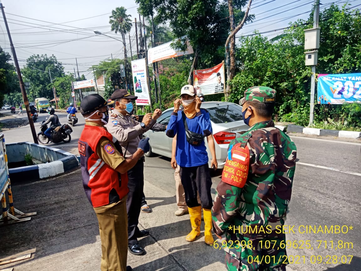 Polsek Cinambo Laksanakan Operasi Yustisi Untuk Memutus Mata Rantai Covid-19