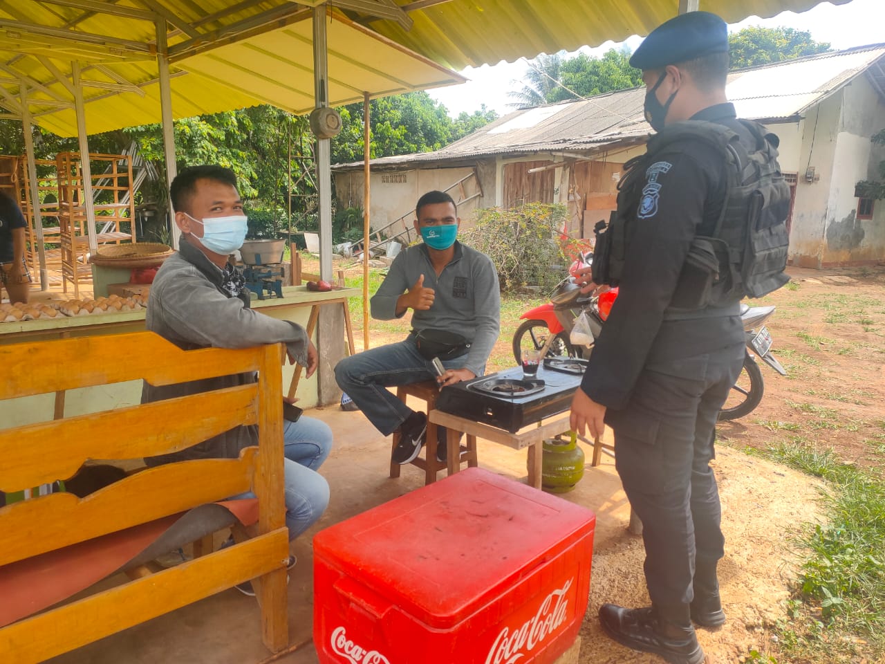 Himbauan Protokol Kesehatan Sekitar Lapas Gunung Sindur Bogor Oleh Brimob Jabar