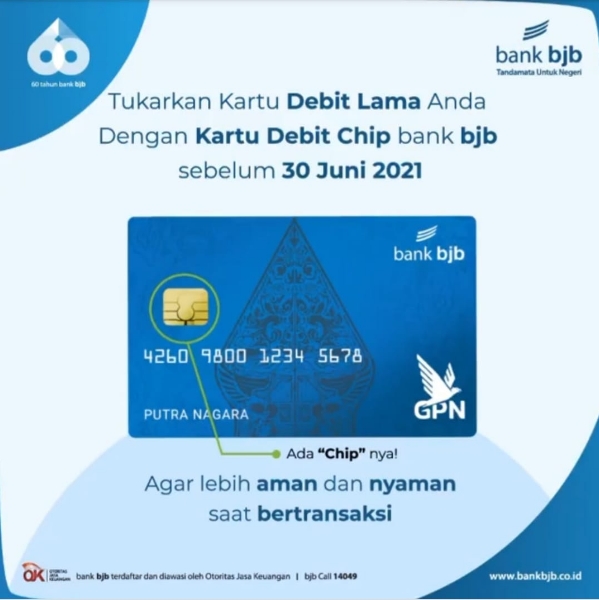 Ganti Kartu ATM bjb Magnetic Stripe dengan Debit Chip Sampai 30 Juni 2021