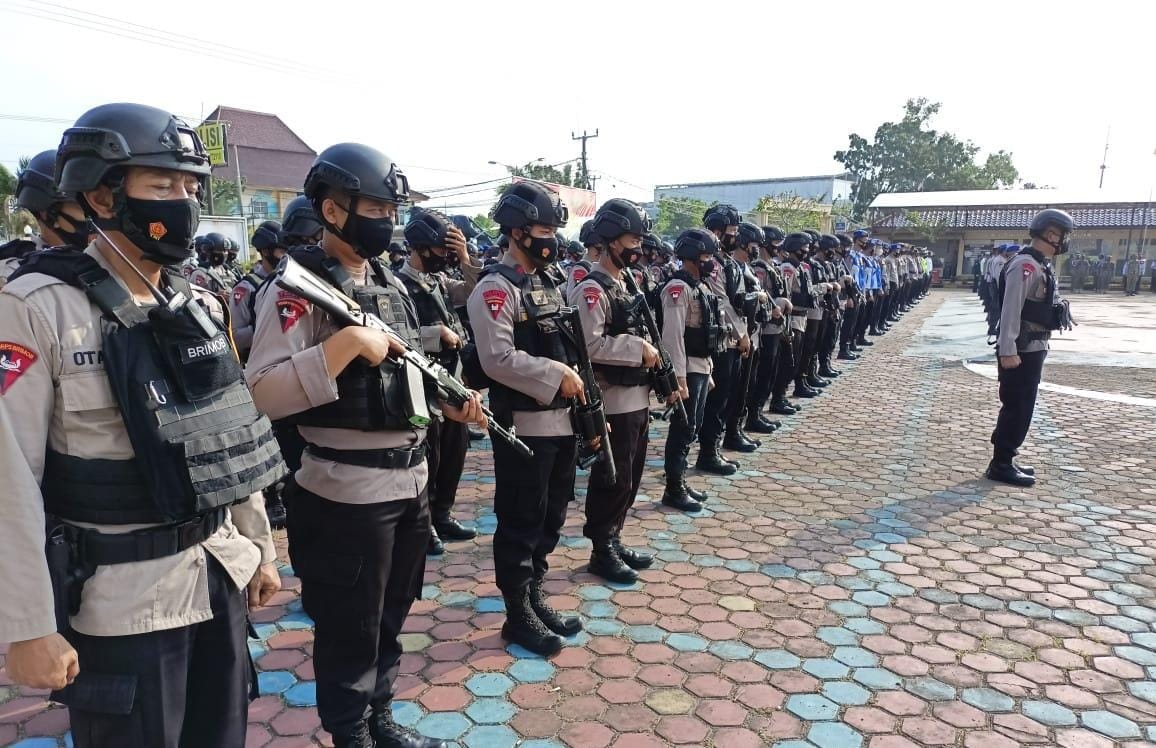 Brimob Jabar Apel Gelar Pasukan Persiapan Pam Pemilihan Kuwu Serentak