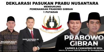 Pasukan Prabu Nusantara Dukung Pemenangan Prabowo-Gibran Satu Putaran