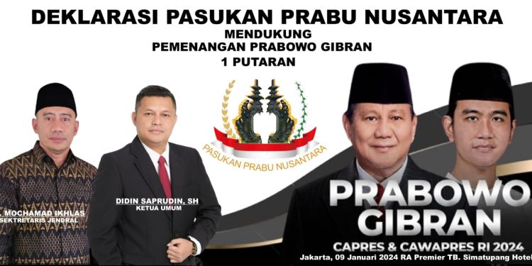 Pasukan Prabu Nusantara Dukung Pemenangan Prabowo-Gibran Satu Putaran