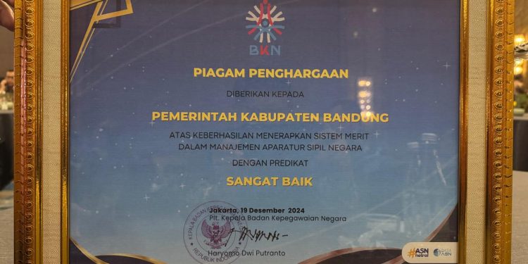Pemkab Bandung Raih Penghargaan Merit Sistem Terbaik dari BKN, Ini Kata Kang DS