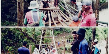 Menggunakan Bambu, Jembatan Kedusunan Ciangkrek di Buat Oleh Warga