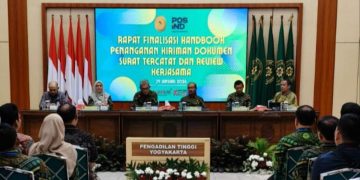 Rapat finalisasi handbook pengiriman dokumen peradilan Mahkamah Agung RI dan PT Pos Indonesia di Yogyakarta