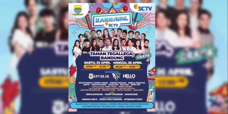 Karnaval SCTV Bandung 2026 Digelar di Tegalega, Hadirkan Konser Gratis dan Artis Ternama